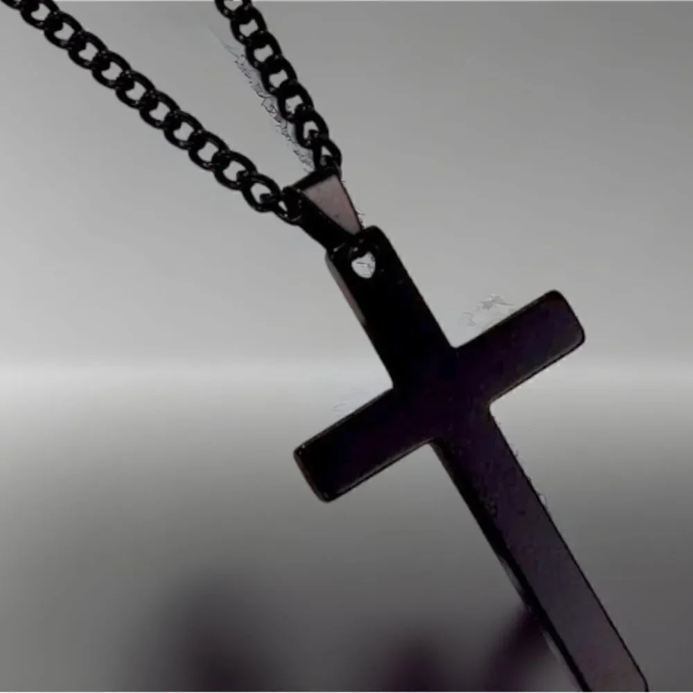 Men’s Black Cross Necklace l Unisex l New